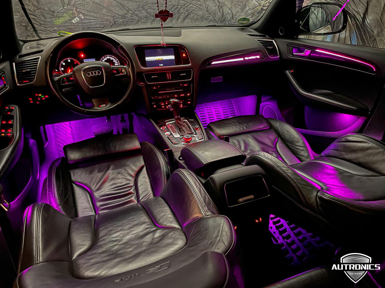Ambientebeleuchtung Nachrüsten im Auto Innenraumbeleuchtung Beleuchtung geeignet für Audi Q5 8R mit (Carbon Leisten) - 01